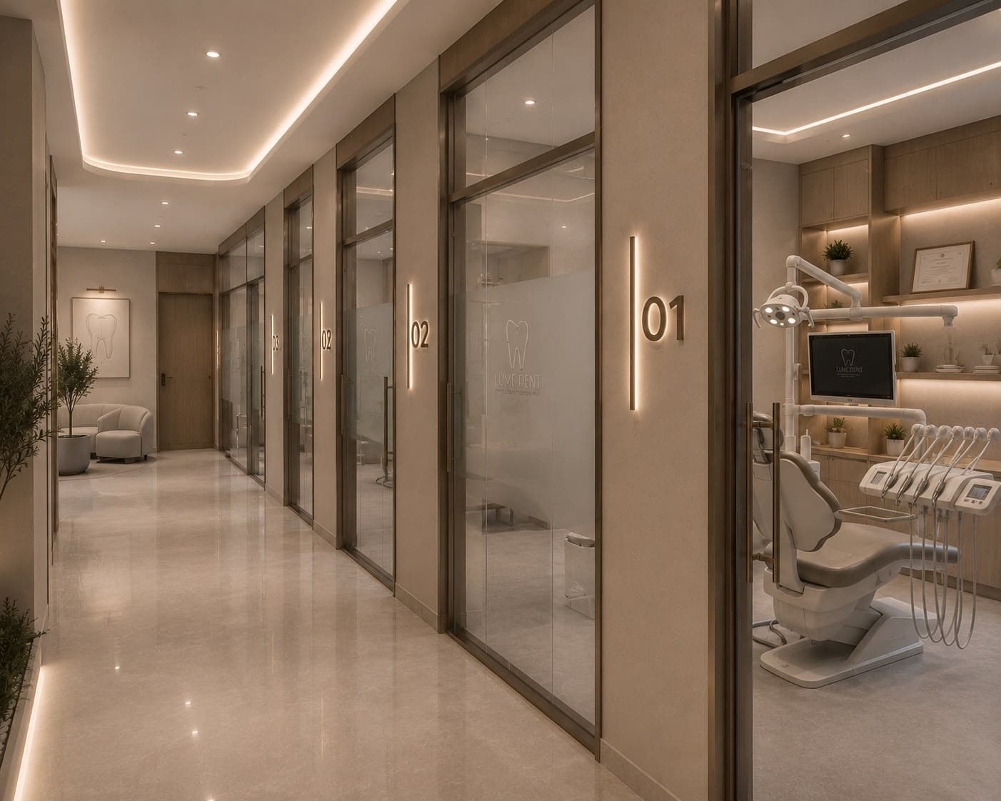 Lume Dent İstanbul diş kliniği iç mimari tasarım görünümü 3.
